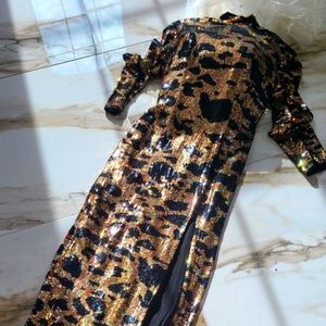 Sequins animal print evening long gown.